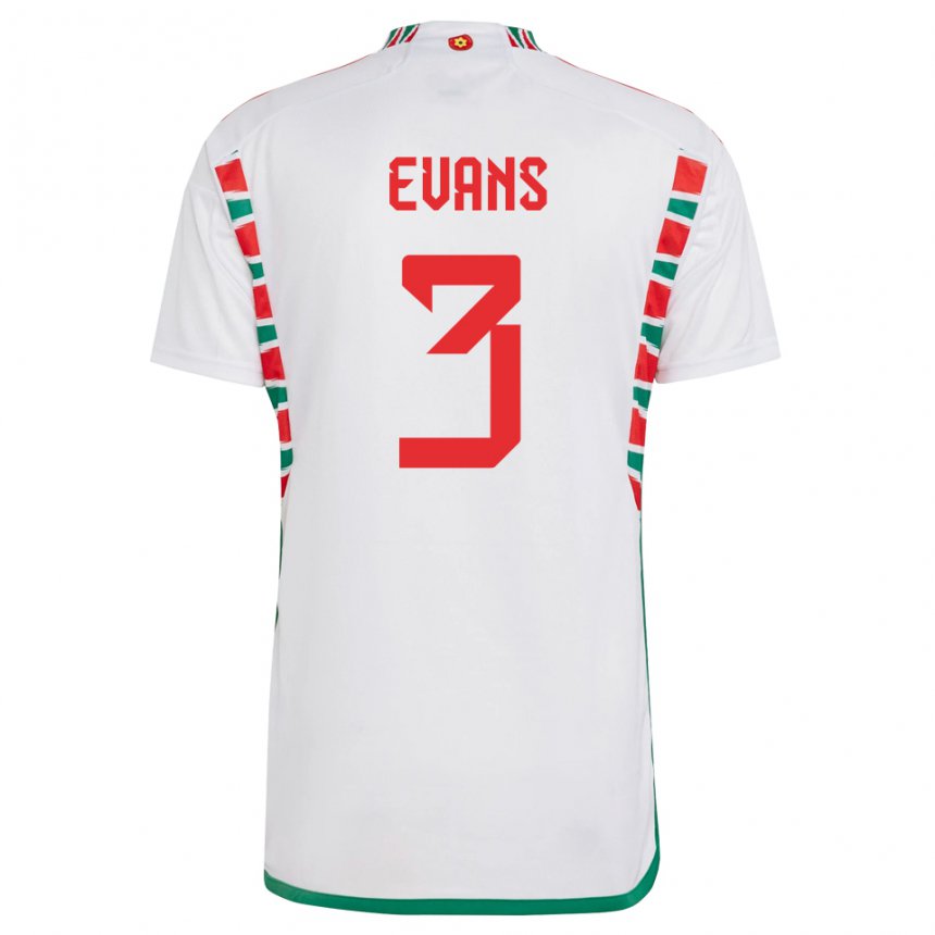 Kobiety Walii Gemma Evans #3 Biały Wyjazdowa Koszulka 22-24 Koszulki Klubowe