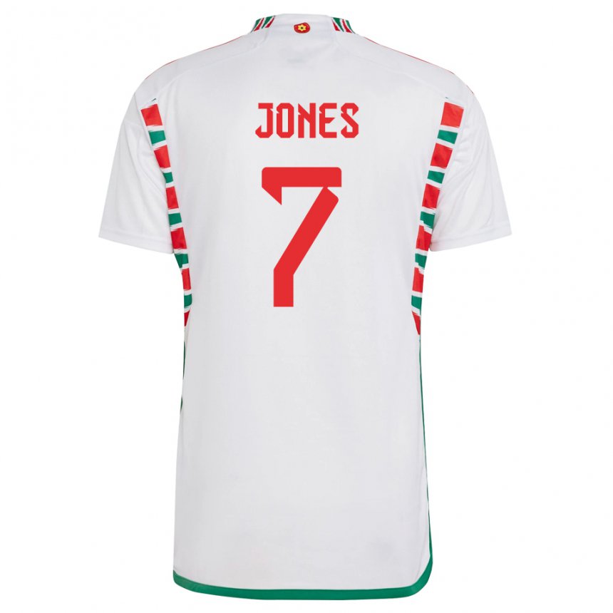 Kobiety Walii Emma Jones #7 Biały Wyjazdowa Koszulka 22-24 Koszulki Klubowe