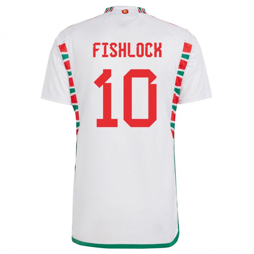 Kobiety Walii Jessica Fishlock #10 Biały Wyjazdowa Koszulka 22-24 Koszulki Klubowe