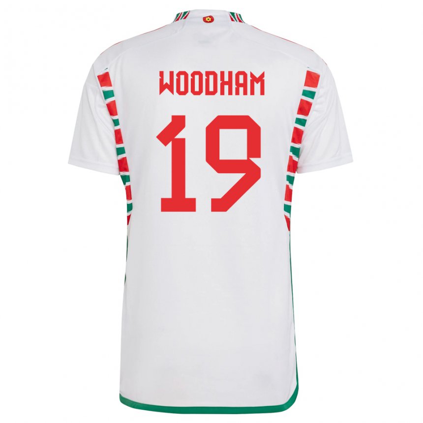 Kobiety Walii Lily Woodham #19 Biały Wyjazdowa Koszulka 22-24 Koszulki Klubowe