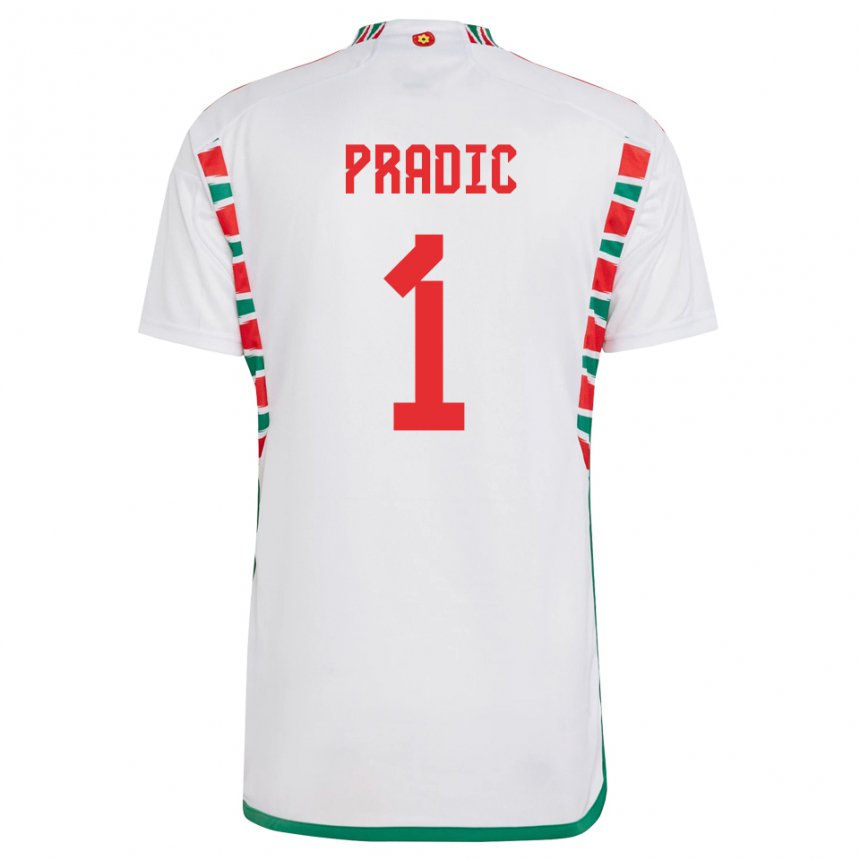 Kobiety Walii James Pradic #1 Biały Wyjazdowa Koszulka 22-24 Koszulki Klubowe