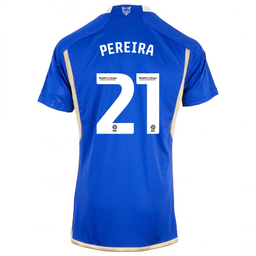 Dzieci Ricardo Pereira #21 Niebieski Domowa Koszulka 2023/24 Koszulki Klubowe