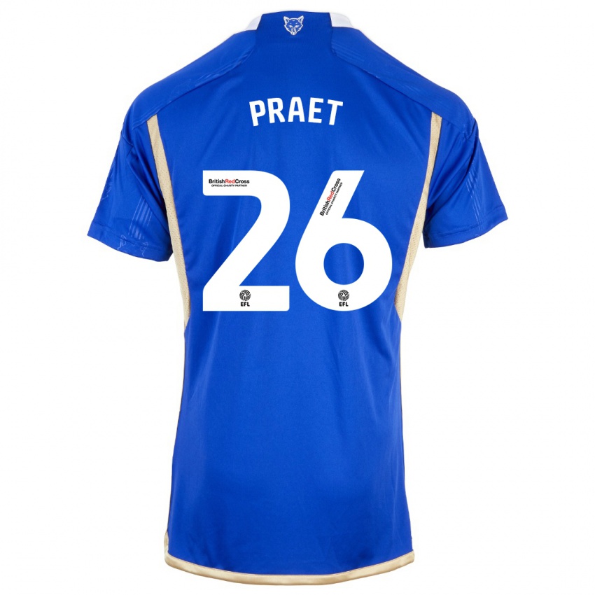 Dzieci Dennis Praet #26 Niebieski Domowa Koszulka 2023/24 Koszulki Klubowe