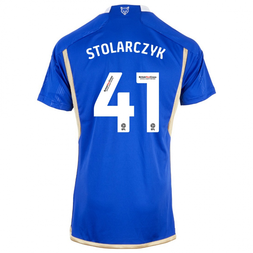 Dzieci Jakub Stolarczyk #41 Niebieski Domowa Koszulka 2023/24 Koszulki Klubowe