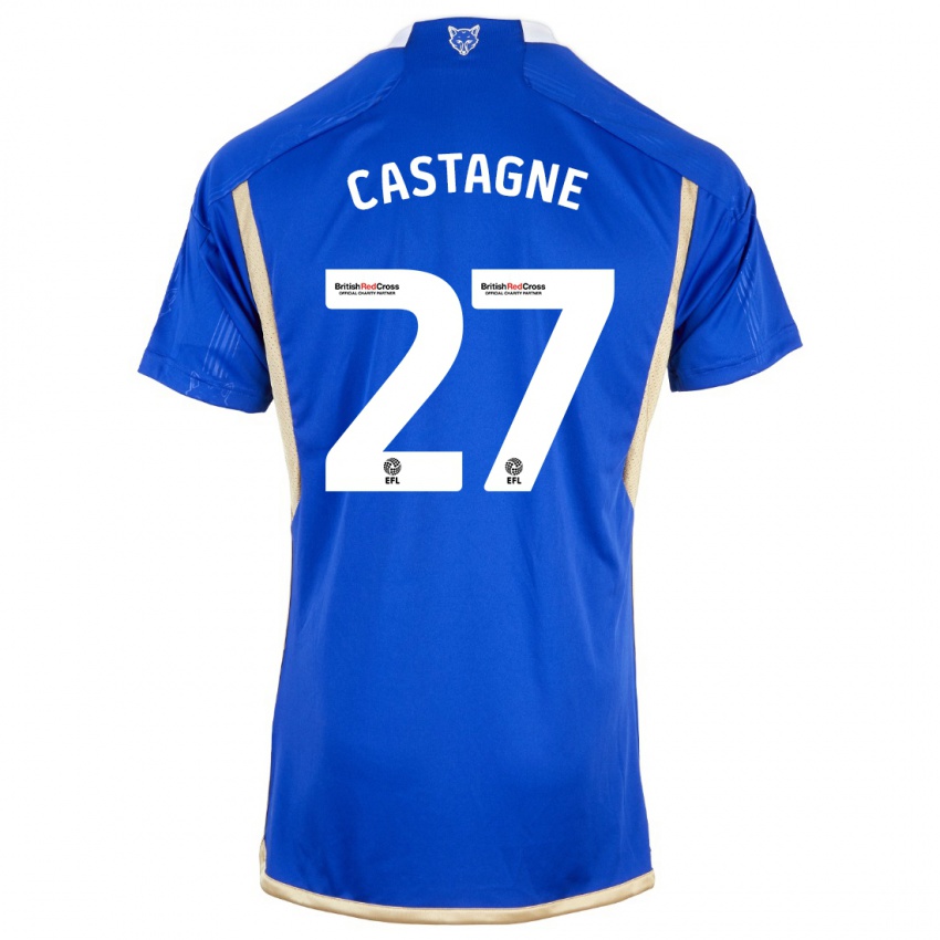 Dzieci Timothy Castagne #27 Niebieski Domowa Koszulka 2023/24 Koszulki Klubowe