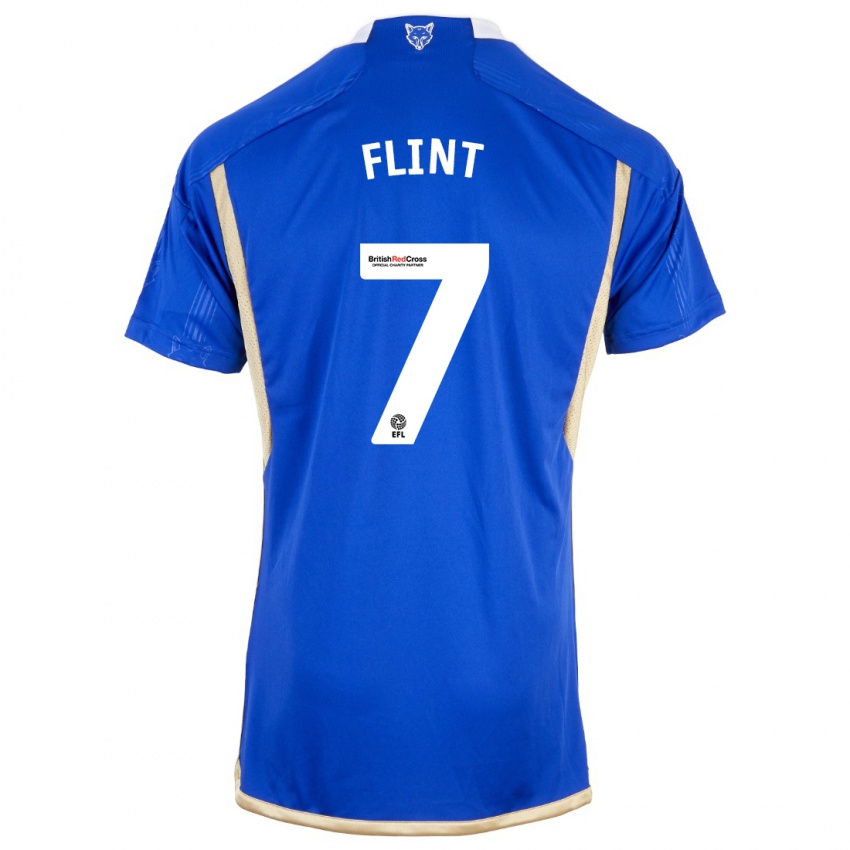 Dzieci Natasha Flint #7 Niebieski Domowa Koszulka 2023/24 Koszulki Klubowe