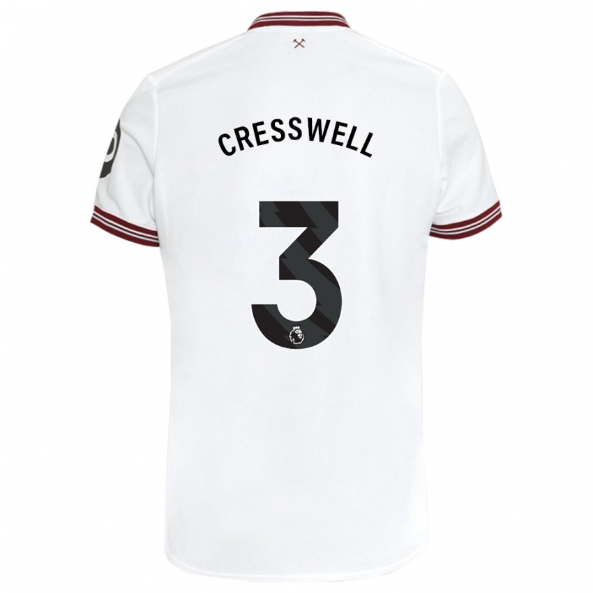 Dzieci Aaron Cresswell #3 Biały Wyjazdowa Koszulka 2023/24 Koszulki Klubowe
