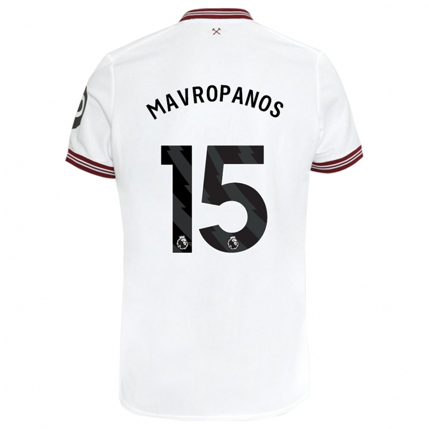 Dzieci Konstantinos Mavropanos #15 Biały Wyjazdowa Koszulka 2023/24 Koszulki Klubowe