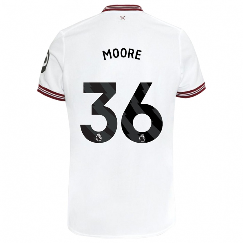 Dzieci Sean Moore #36 Biały Wyjazdowa Koszulka 2023/24 Koszulki Klubowe