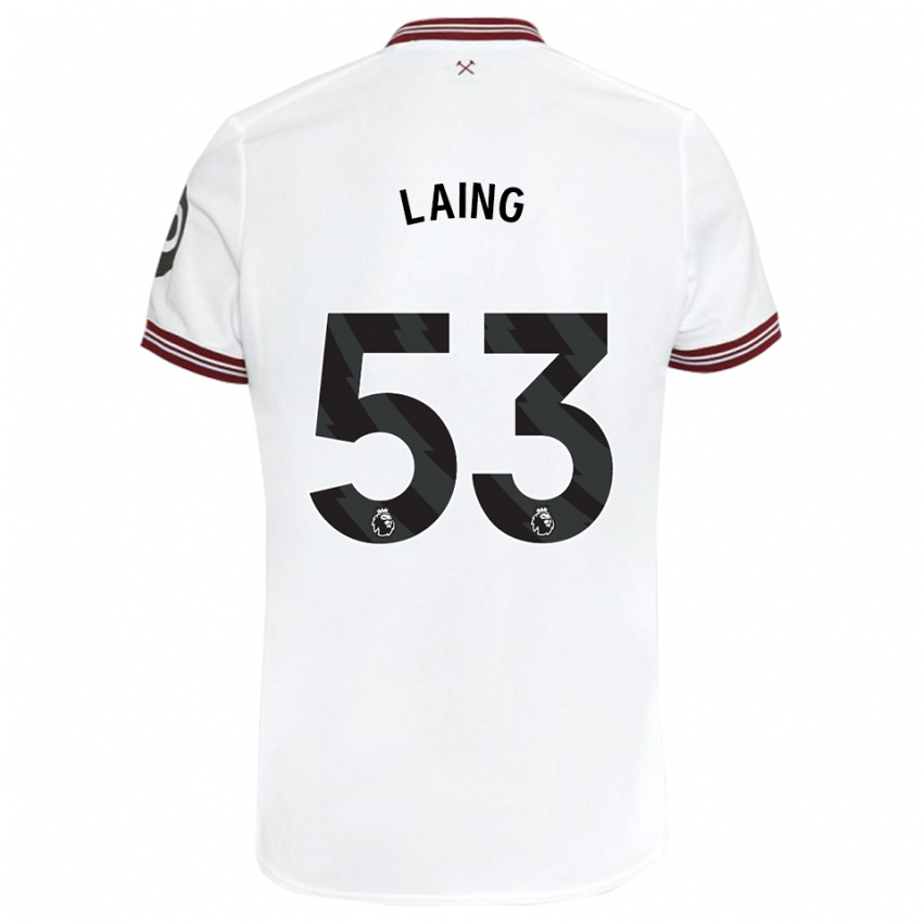 Dzieci Levi Laing #53 Biały Wyjazdowa Koszulka 2023/24 Koszulki Klubowe