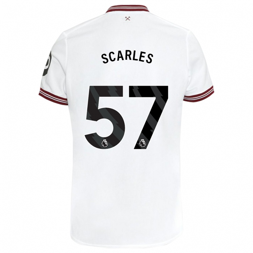 Dzieci Oliver Scarles #57 Biały Wyjazdowa Koszulka 2023/24 Koszulki Klubowe