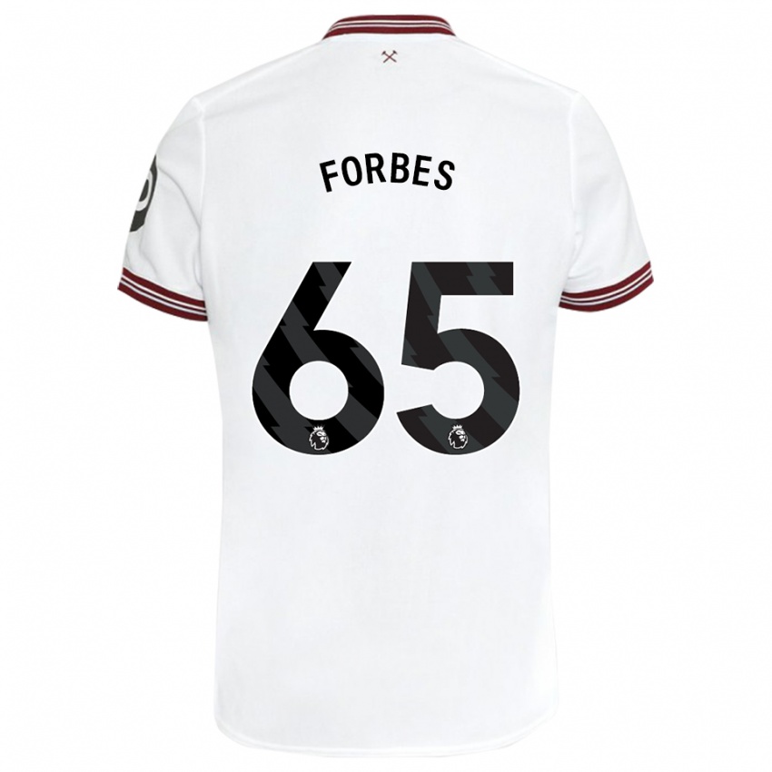 Dzieci Michael Forbes #65 Biały Wyjazdowa Koszulka 2023/24 Koszulki Klubowe