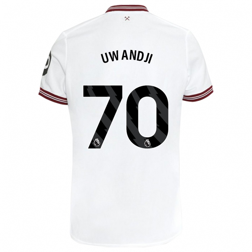 Dzieci Blaise Uwandji #70 Biały Wyjazdowa Koszulka 2023/24 Koszulki Klubowe