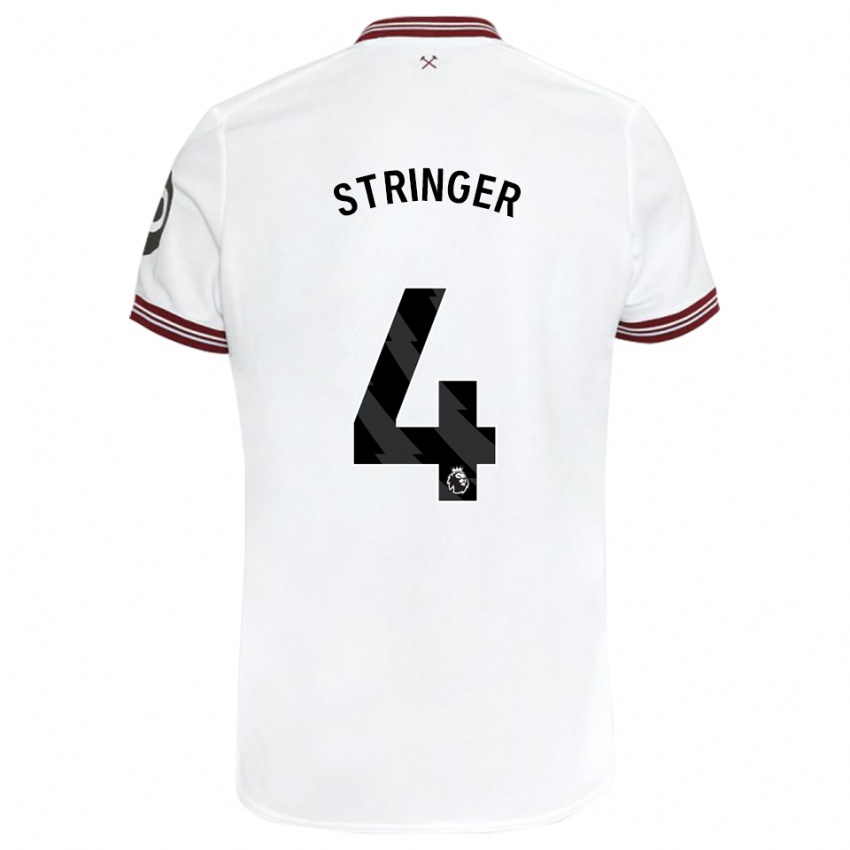Dzieci Abbey-Leigh Stringer #4 Biały Wyjazdowa Koszulka 2023/24 Koszulki Klubowe