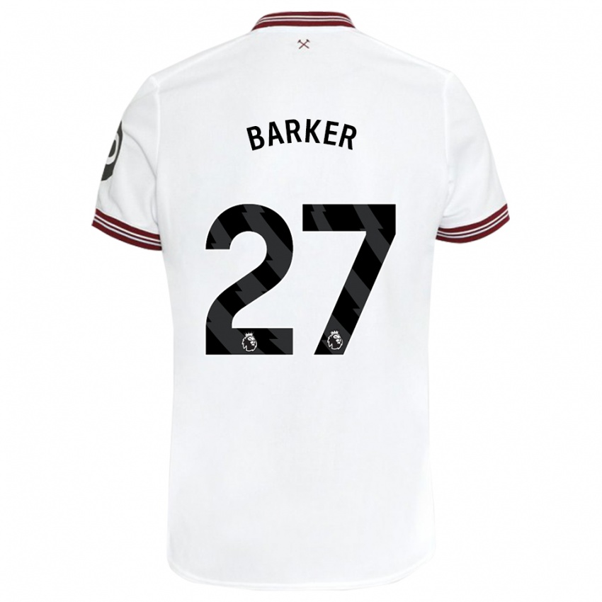 Dzieci Maisy Barker #27 Biały Wyjazdowa Koszulka 2023/24 Koszulki Klubowe
