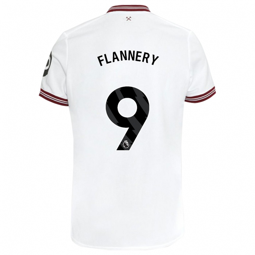 Dzieci Keira Flannery #9 Biały Wyjazdowa Koszulka 2023/24 Koszulki Klubowe