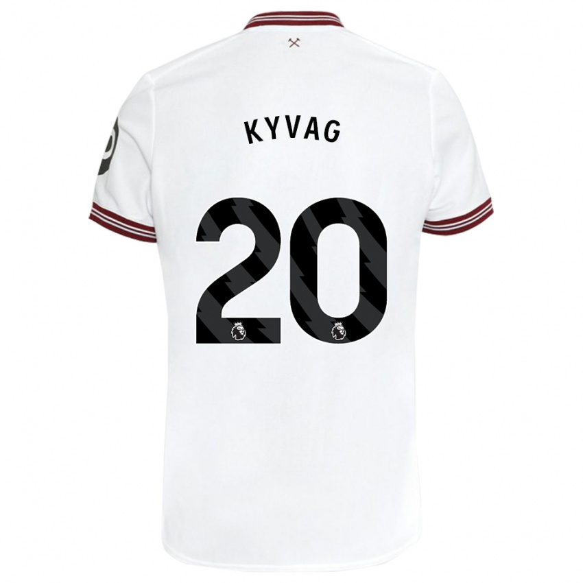 Dzieci Thea Kyvag #20 Biały Wyjazdowa Koszulka 2023/24 Koszulki Klubowe