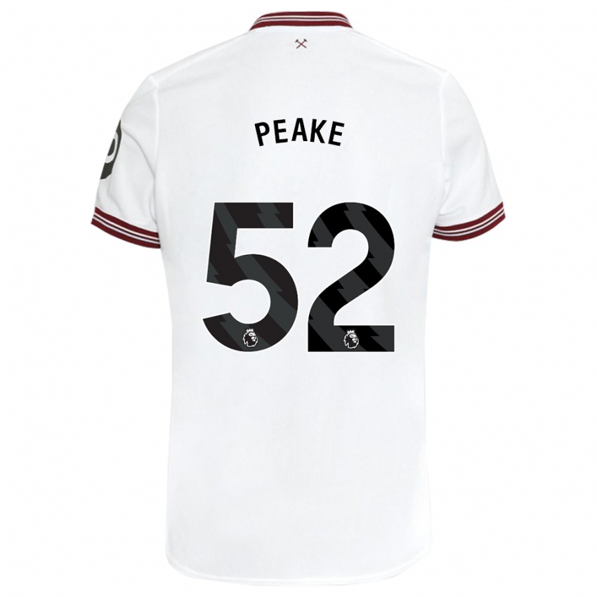 Dzieci Lennon Peake #52 Biały Wyjazdowa Koszulka 2023/24 Koszulki Klubowe