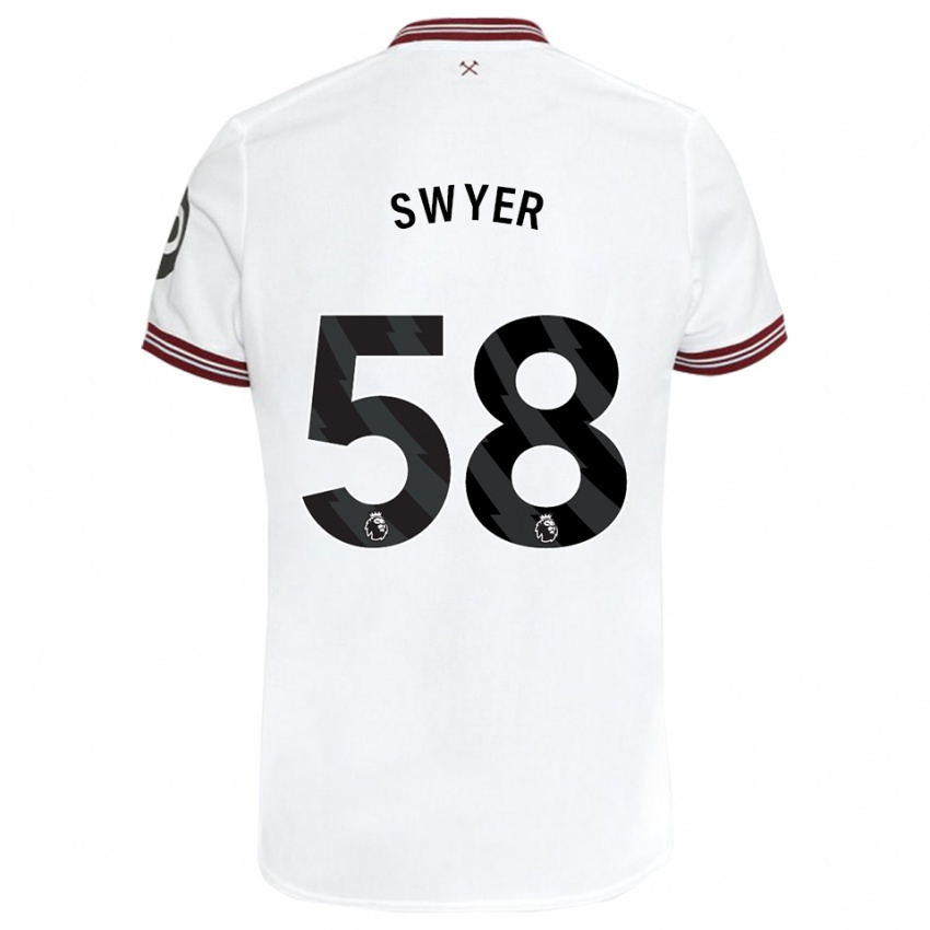 Dzieci Kamarai Swyer #58 Biały Wyjazdowa Koszulka 2023/24 Koszulki Klubowe