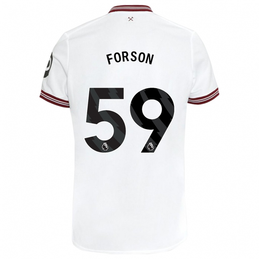 Dzieci Keenan Forson #59 Biały Wyjazdowa Koszulka 2023/24 Koszulki Klubowe