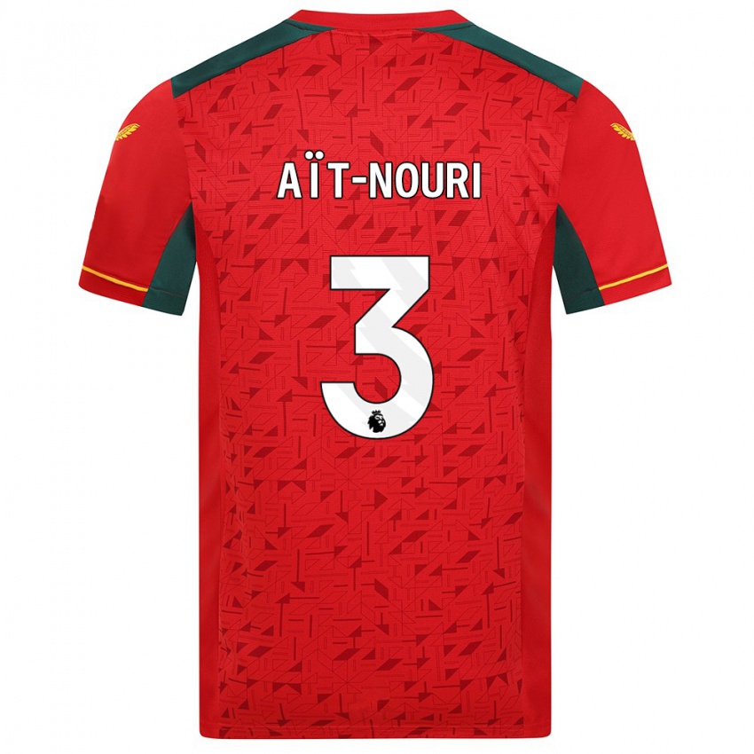 Dzieci Rayan Ait Nouri #3 Czerwony Wyjazdowa Koszulka 2023/24 Koszulki Klubowe