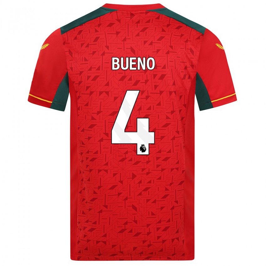 Dzieci Santiago Bueno #4 Czerwony Wyjazdowa Koszulka 2023/24 Koszulki Klubowe