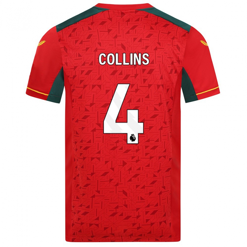 Dzieci Nathan Collins #4 Czerwony Wyjazdowa Koszulka 2023/24 Koszulki Klubowe