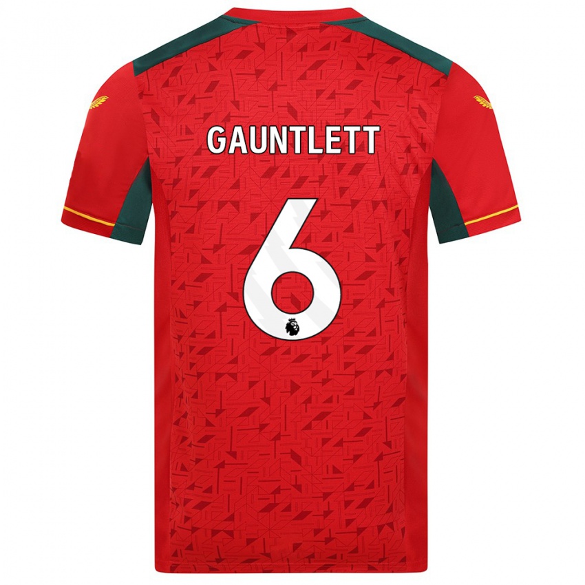 Dzieci Maz Gauntlett #6 Czerwony Wyjazdowa Koszulka 2023/24 Koszulki Klubowe