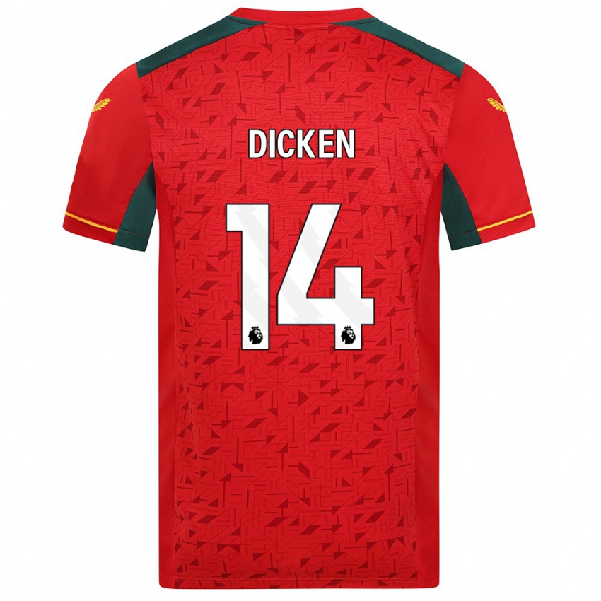 Dzieci Amy Dicken #14 Czerwony Wyjazdowa Koszulka 2023/24 Koszulki Klubowe