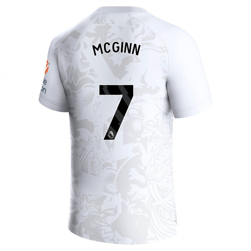 Dzieci John Mcginn #7 Biały Wyjazdowa Koszulka 2023/24 Koszulki Klubowe