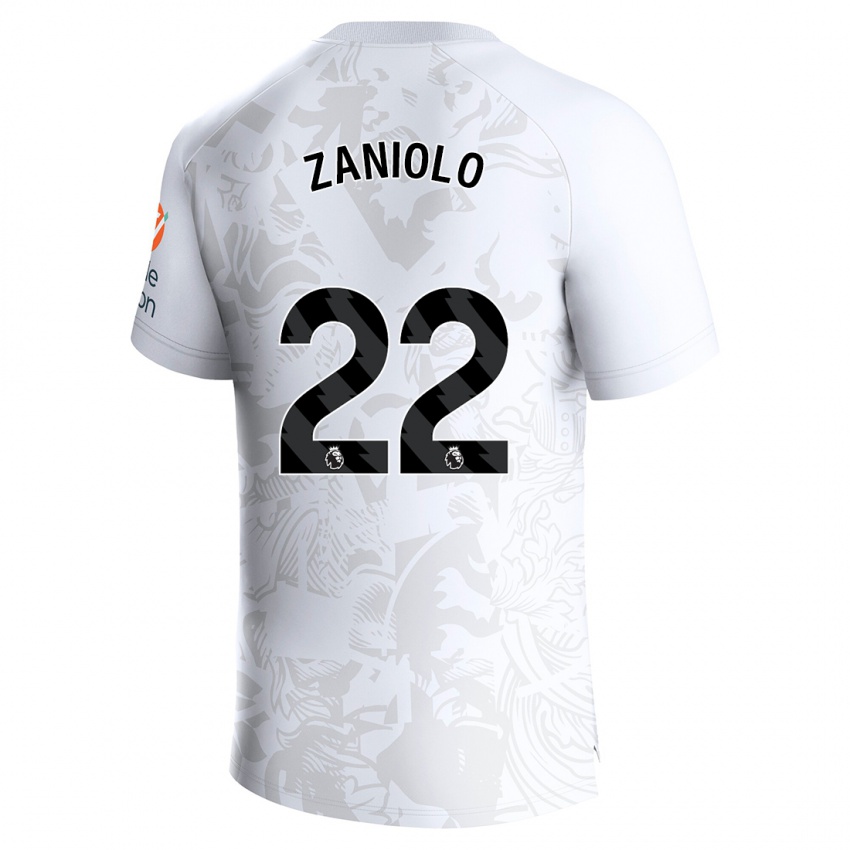 Dzieci Nicolo Zaniolo #22 Biały Wyjazdowa Koszulka 2023/24 Koszulki Klubowe