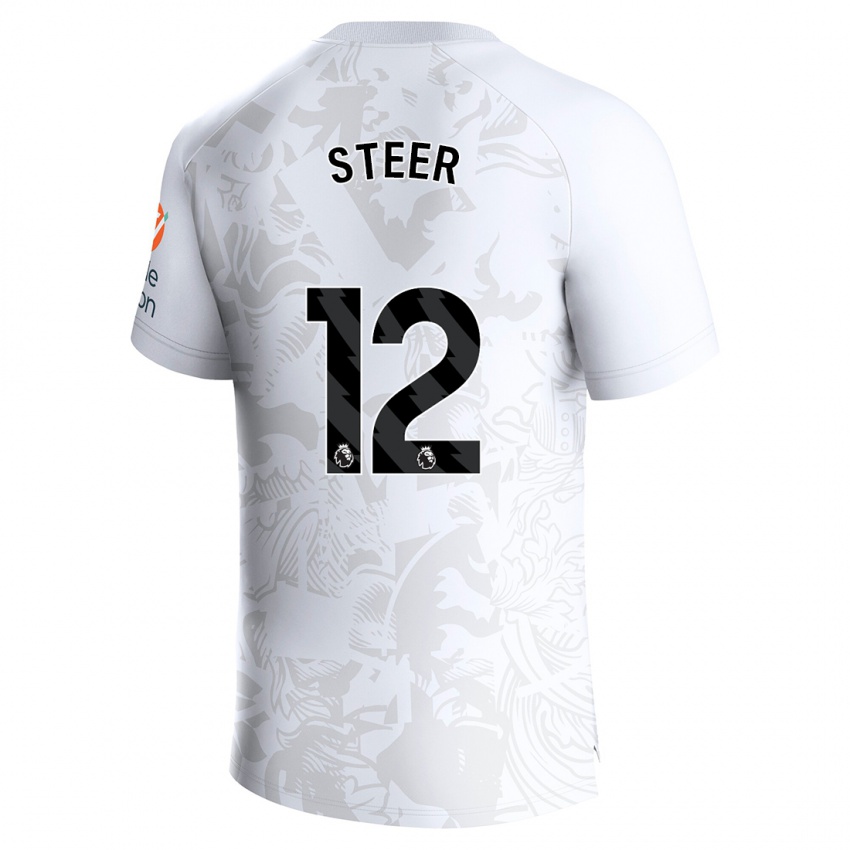 Dzieci Jed Steer #12 Biały Wyjazdowa Koszulka 2023/24 Koszulki Klubowe