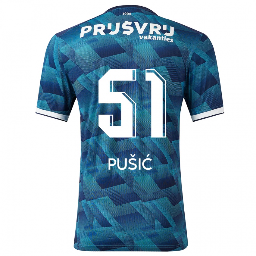 Dzieci Noah Pušić #51 Niebieski Wyjazdowa Koszulka 2023/24 Koszulki Klubowe