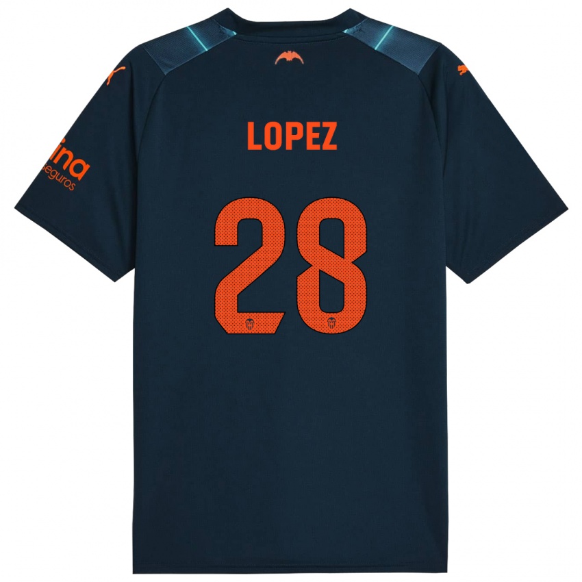 Dzieci Saray Lopez #28 Niebieski Morski Wyjazdowa Koszulka 2023/24 Koszulki Klubowe