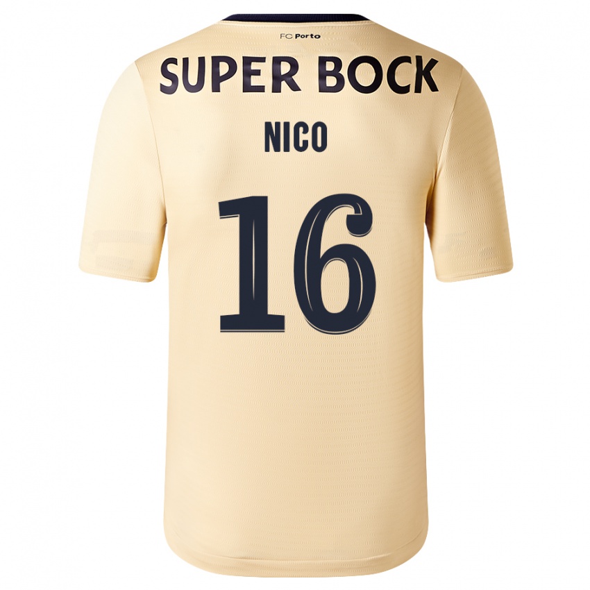 Dzieci Nico Gonzalez #16 Beżowo-Złoty Wyjazdowa Koszulka 2023/24 Koszulki Klubowe