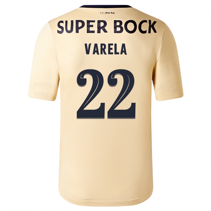 Dzieci Alan Varela #22 Beżowo-Złoty Wyjazdowa Koszulka 2023/24 Koszulki Klubowe