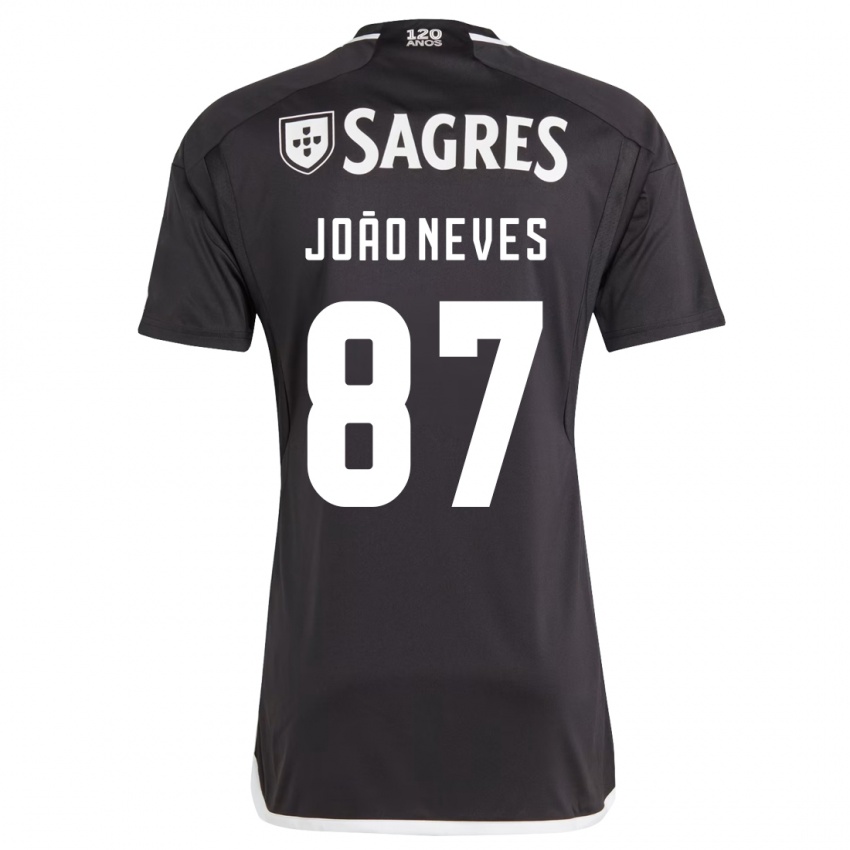 Dzieci João Neves #87 Czarny Wyjazdowa Koszulka 2023/24 Koszulki Klubowe