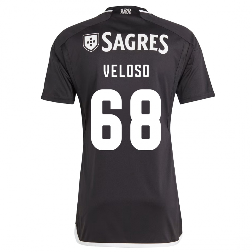 Dzieci João Veloso #68 Czarny Wyjazdowa Koszulka 2023/24 Koszulki Klubowe