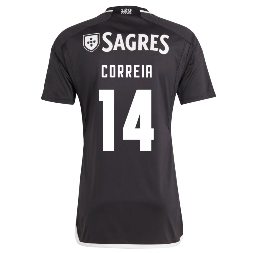 Dzieci Carolina Correia #14 Czarny Wyjazdowa Koszulka 2023/24 Koszulki Klubowe