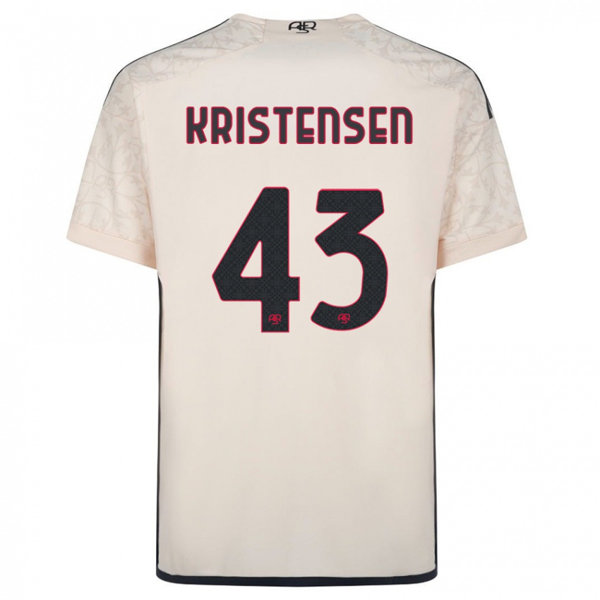 Dzieci Rasmus Kristensen #43 Białawy Wyjazdowa Koszulka 2023/24 Koszulki Klubowe