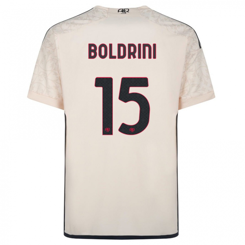 Dzieci Mattia Boldrini #15 Białawy Wyjazdowa Koszulka 2023/24 Koszulki Klubowe