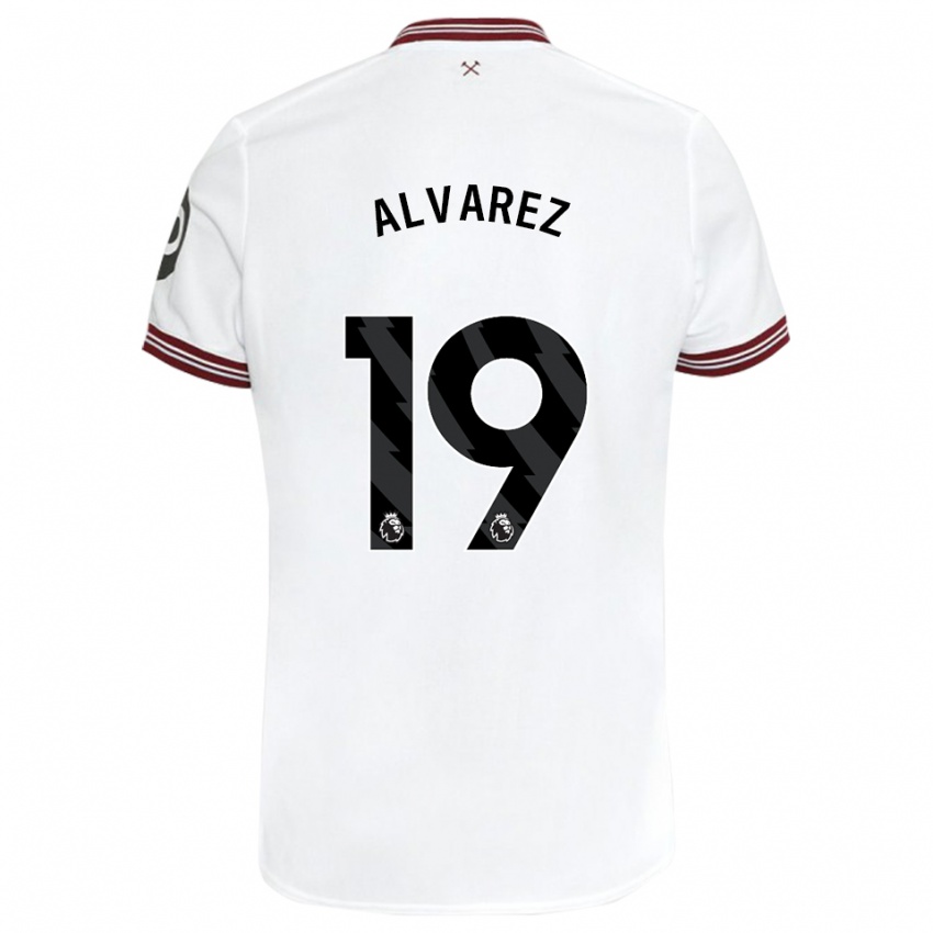 Męski Edson Alvarez #19 Biały Wyjazdowa Koszulka 2023/24 Koszulki Klubowe