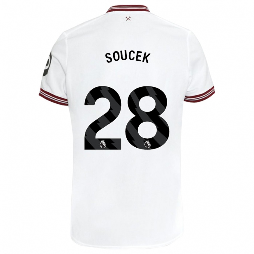 Męski Tomas Soucek #28 Biały Wyjazdowa Koszulka 2023/24 Koszulki Klubowe