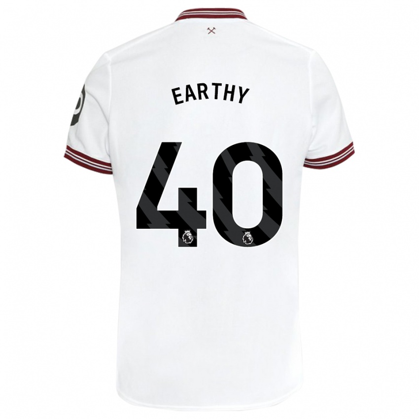 Męski George Earthy #40 Biały Wyjazdowa Koszulka 2023/24 Koszulki Klubowe