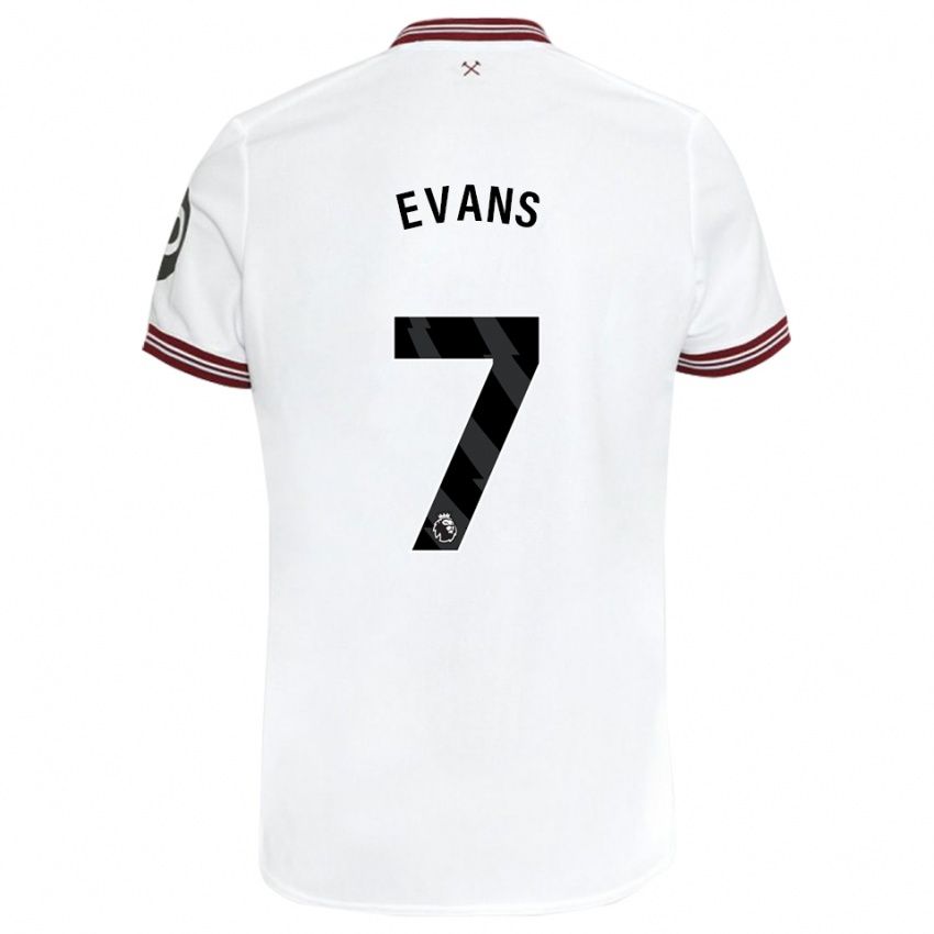 Męski Lisa Evans #7 Biały Wyjazdowa Koszulka 2023/24 Koszulki Klubowe