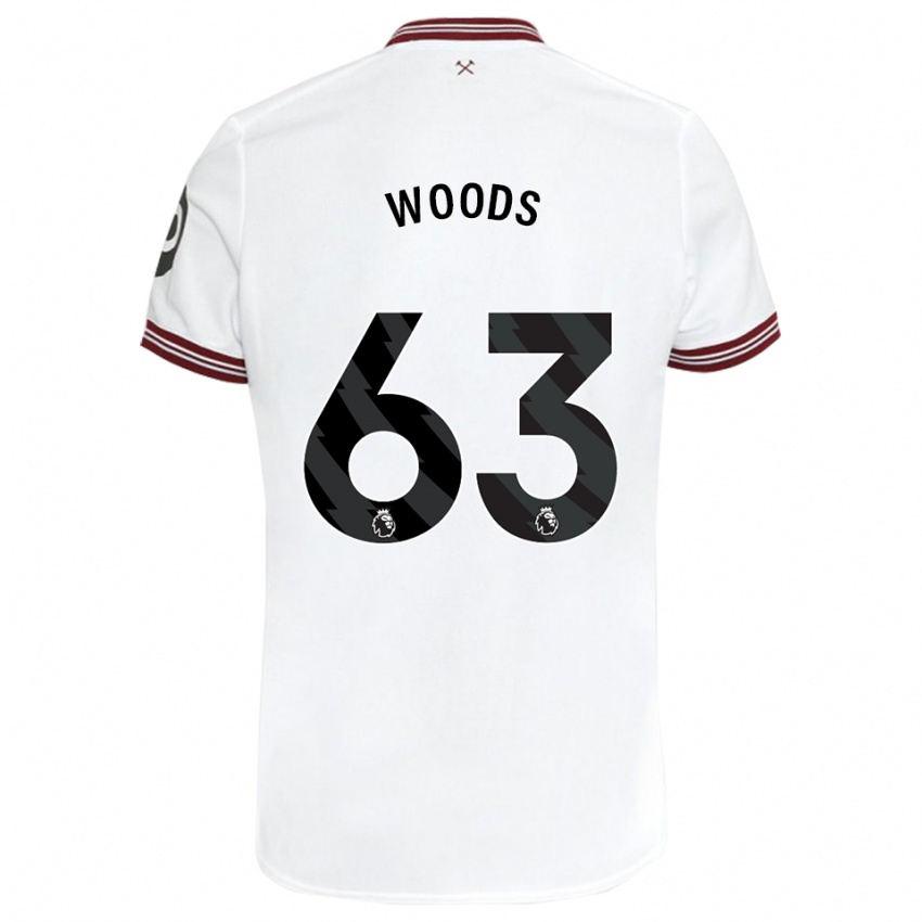 Męski Archie Woods #63 Biały Wyjazdowa Koszulka 2023/24 Koszulki Klubowe