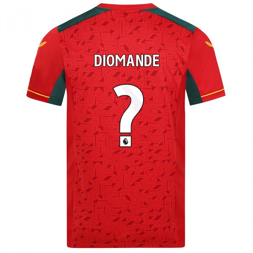 Męski Muhamed Diomande #0 Czerwony Wyjazdowa Koszulka 2023/24 Koszulki Klubowe