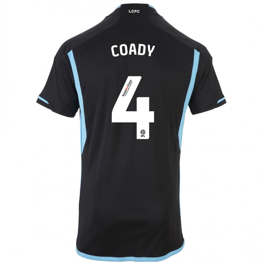Męski Conor Coady #4 Czarny Wyjazdowa Koszulka 2023/24 Koszulki Klubowe