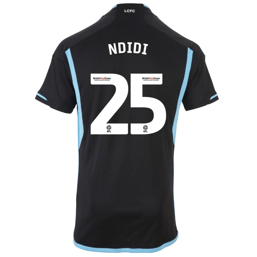 Męski Wilfred Ndidi #25 Czarny Wyjazdowa Koszulka 2023/24 Koszulki Klubowe