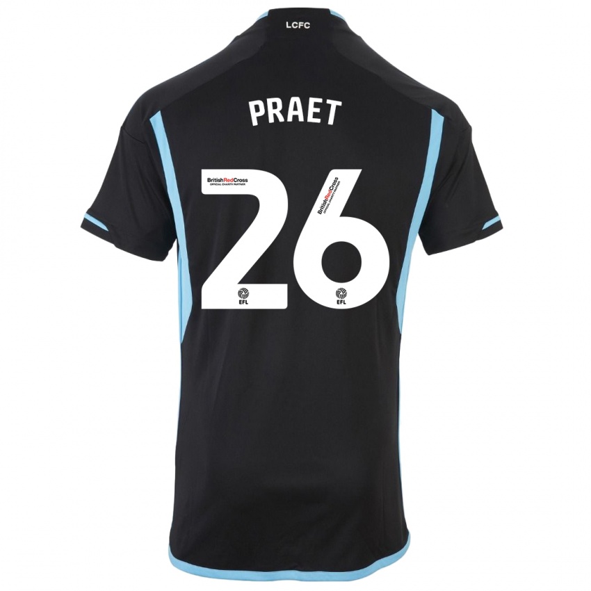 Męski Dennis Praet #26 Czarny Wyjazdowa Koszulka 2023/24 Koszulki Klubowe